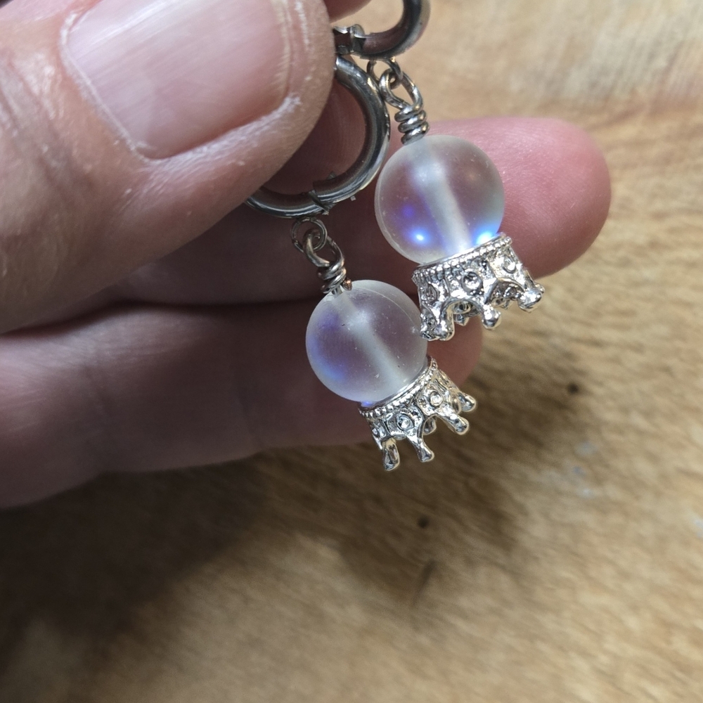 MAGIC GLOBE EARRINGS W/ STAINLESS STEEL HUGIE LOOPS